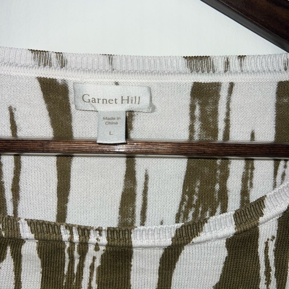 Garnet Hill Sweater Lightweight White Abstract Women’s Size Large Silk Cotton - Picture 5 of 5